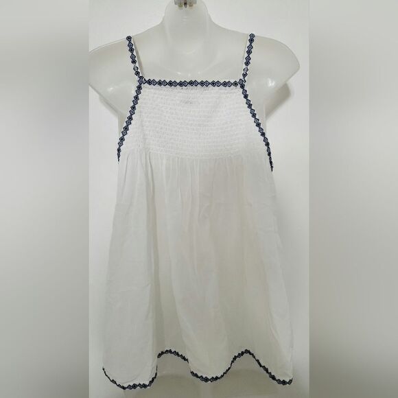 NWT Anthropologie Pilcro & Letterpress Harlee Embroidered Tank WHITE Top Blouse - Picture 4 of 4